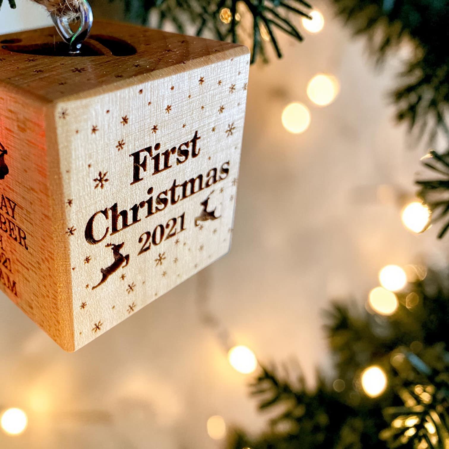First Christmas 2026 — engraved detail on the First Christmas Block